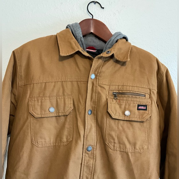 Dickies Lined Hooded Zip Snap Jacket - Tan / Gray - Men’s L - Picture 7 of 8